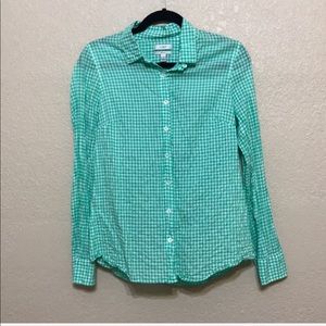 LAST CALL JCrew Mint Gingham Perfect Fit Button Up